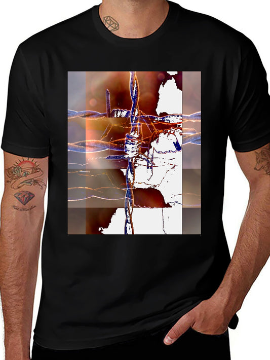 Abstract Barbed Wire Graphic Tee - Modern Art Shirt