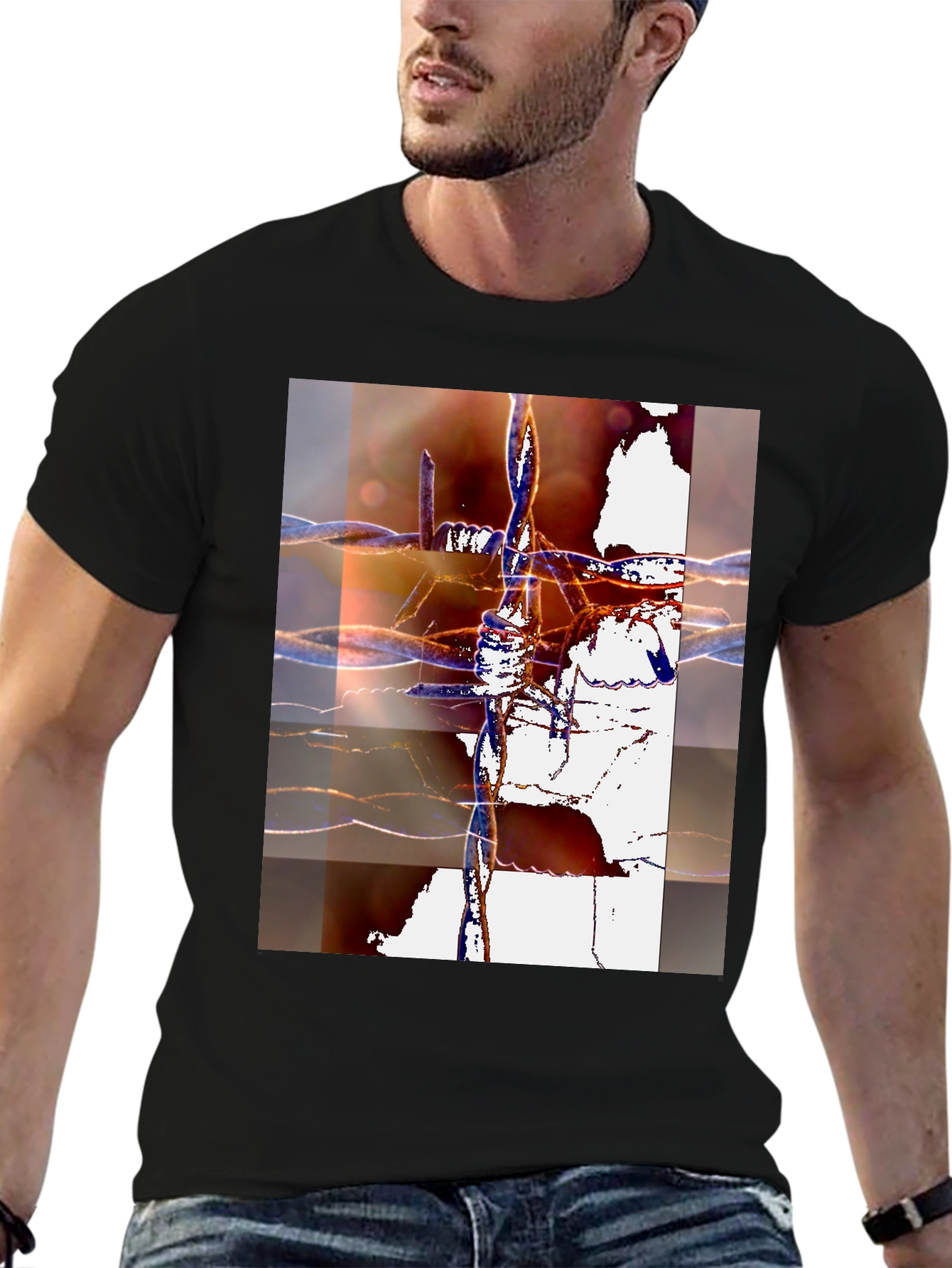 Abstract Barbed Wire Graphic Tee - Modern Art Shirt