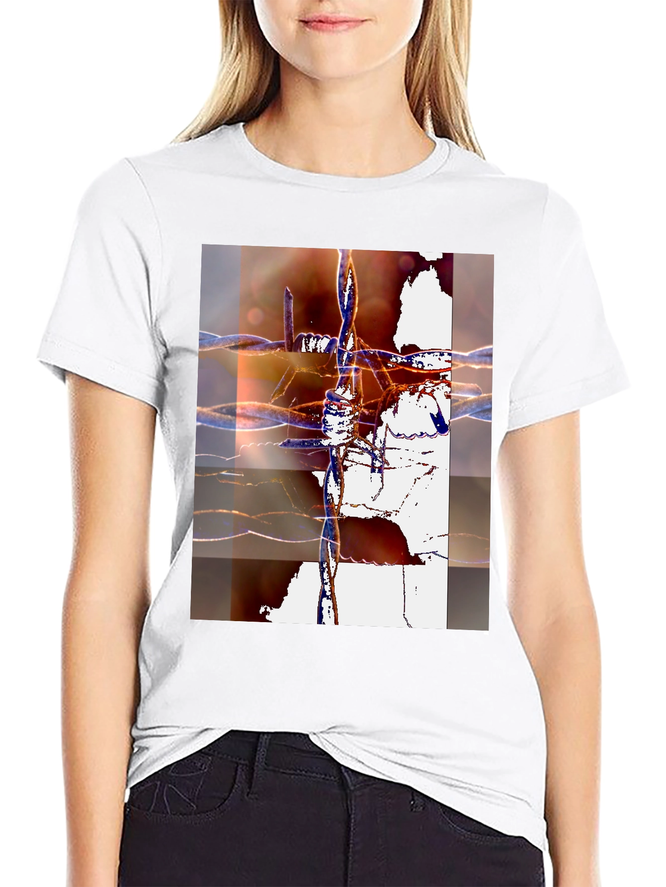 Abstract Barbed Wire Graphic Tee - Modern Art Shirt