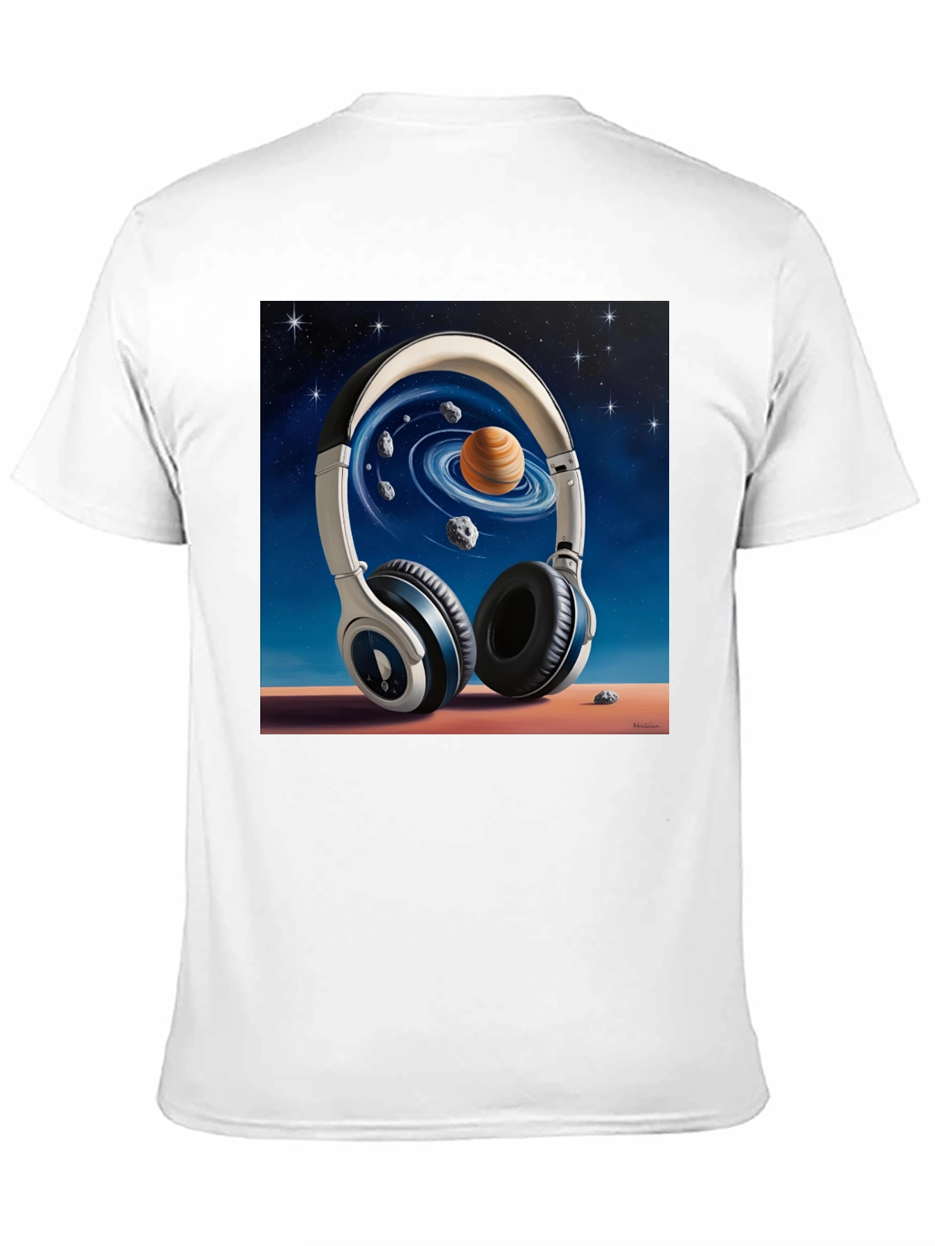 Space Headphones Graphic T-Shirt - Black