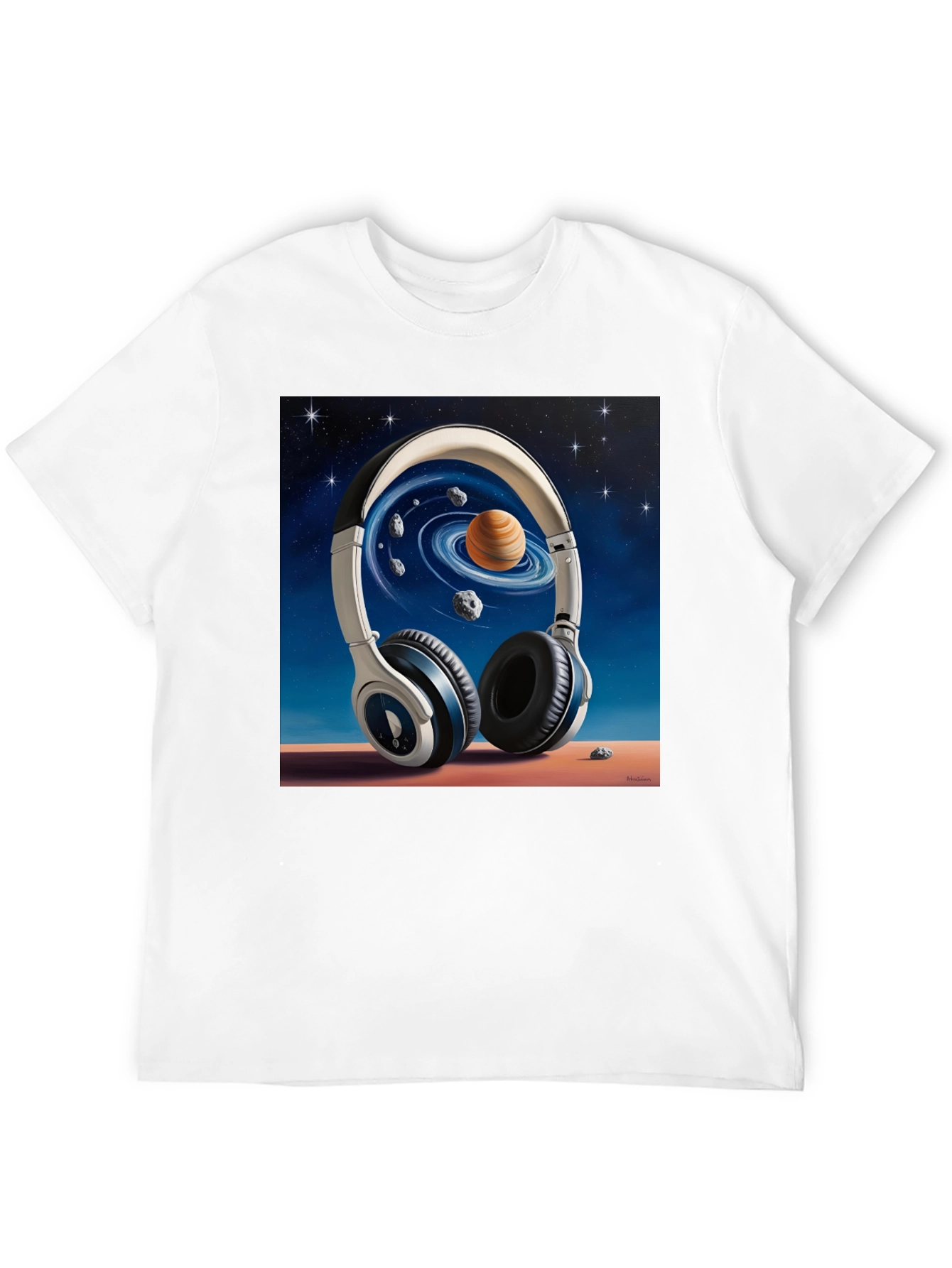 Space Headphones Graphic T-Shirt - Black