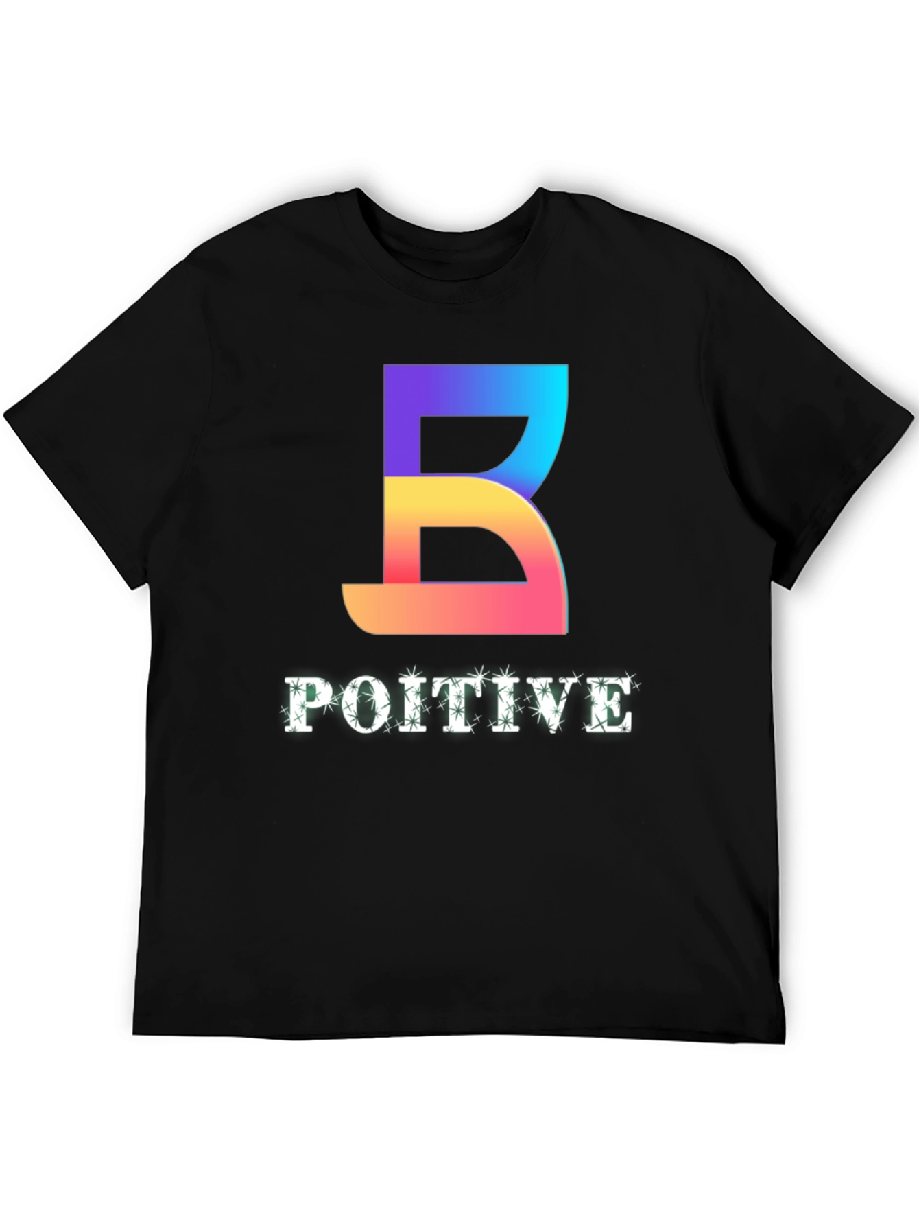 Positive Vibes Tee - Gradient B Graphic Black T-Shirt