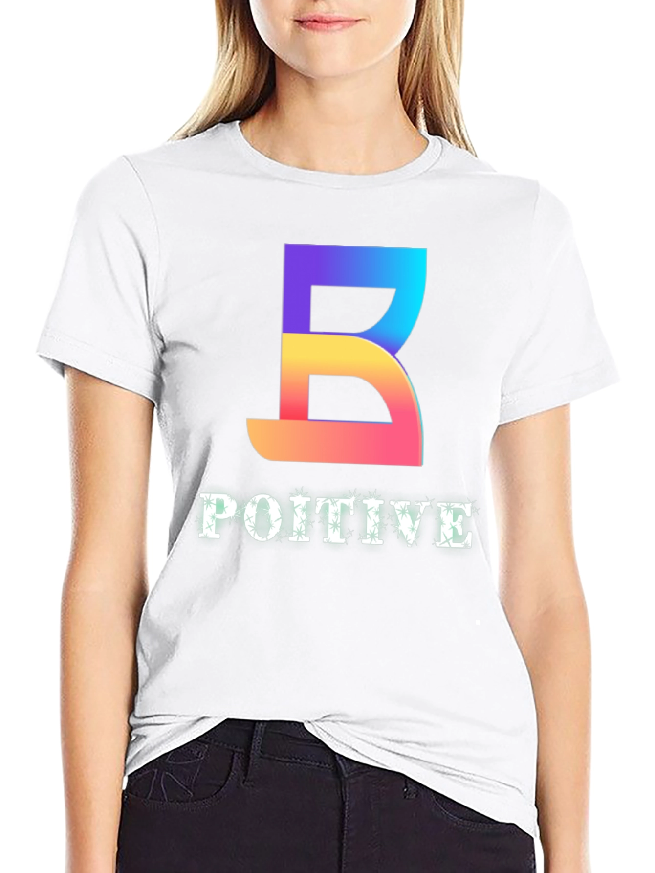 Positive Vibes Tee - Gradient B Graphic Black T-Shirt