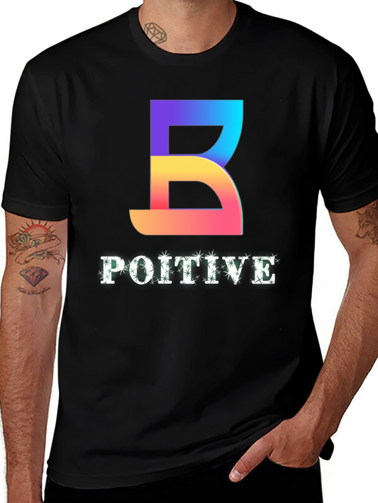 Positive Vibes Tee - Gradient B Graphic Black T-Shirt