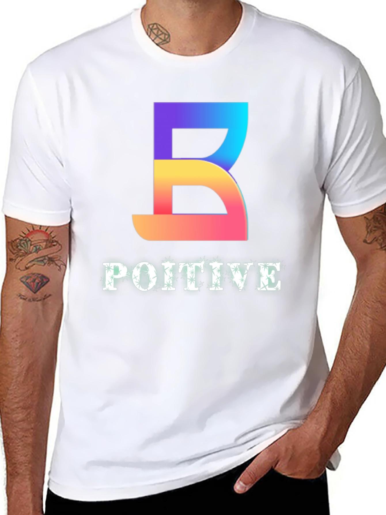 Positive Vibes Tee - Gradient B Graphic Black T-Shirt