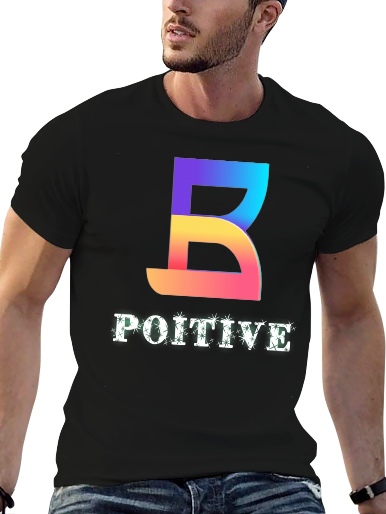 Positive Vibes Tee - Gradient B Graphic Black T-Shirt