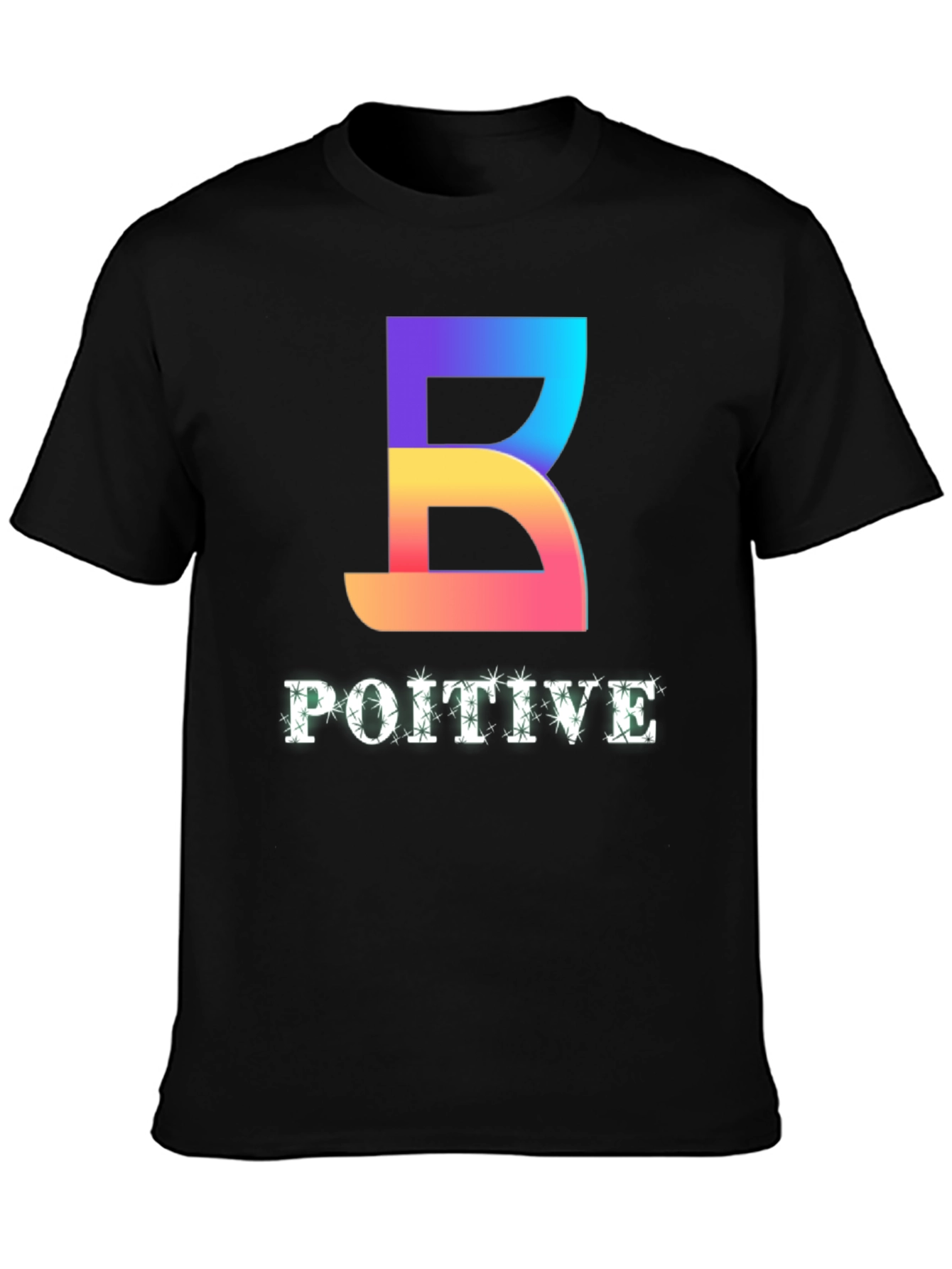 Positive Vibes Tee - Gradient B Graphic Black T-Shirt