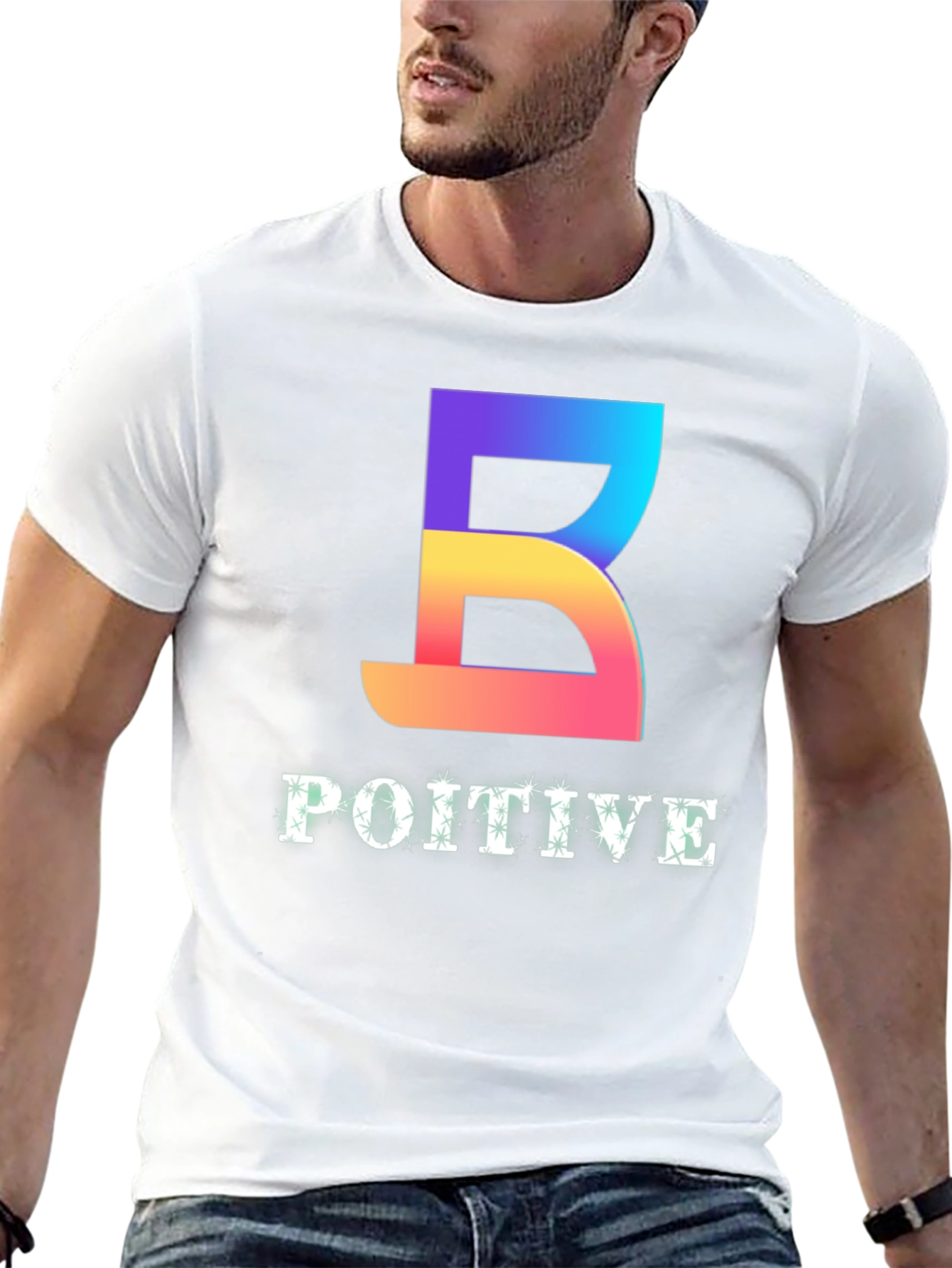 Positive Vibes Tee - Gradient B Graphic Black T-Shirt