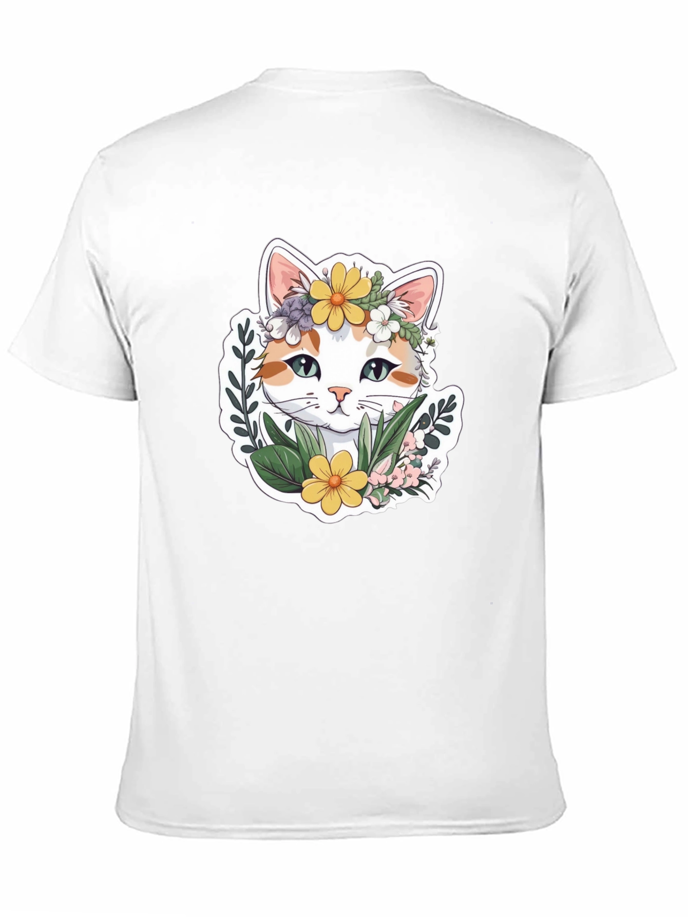 Floral Cat Graphic T-Shirt - Cute Unisex Tee
