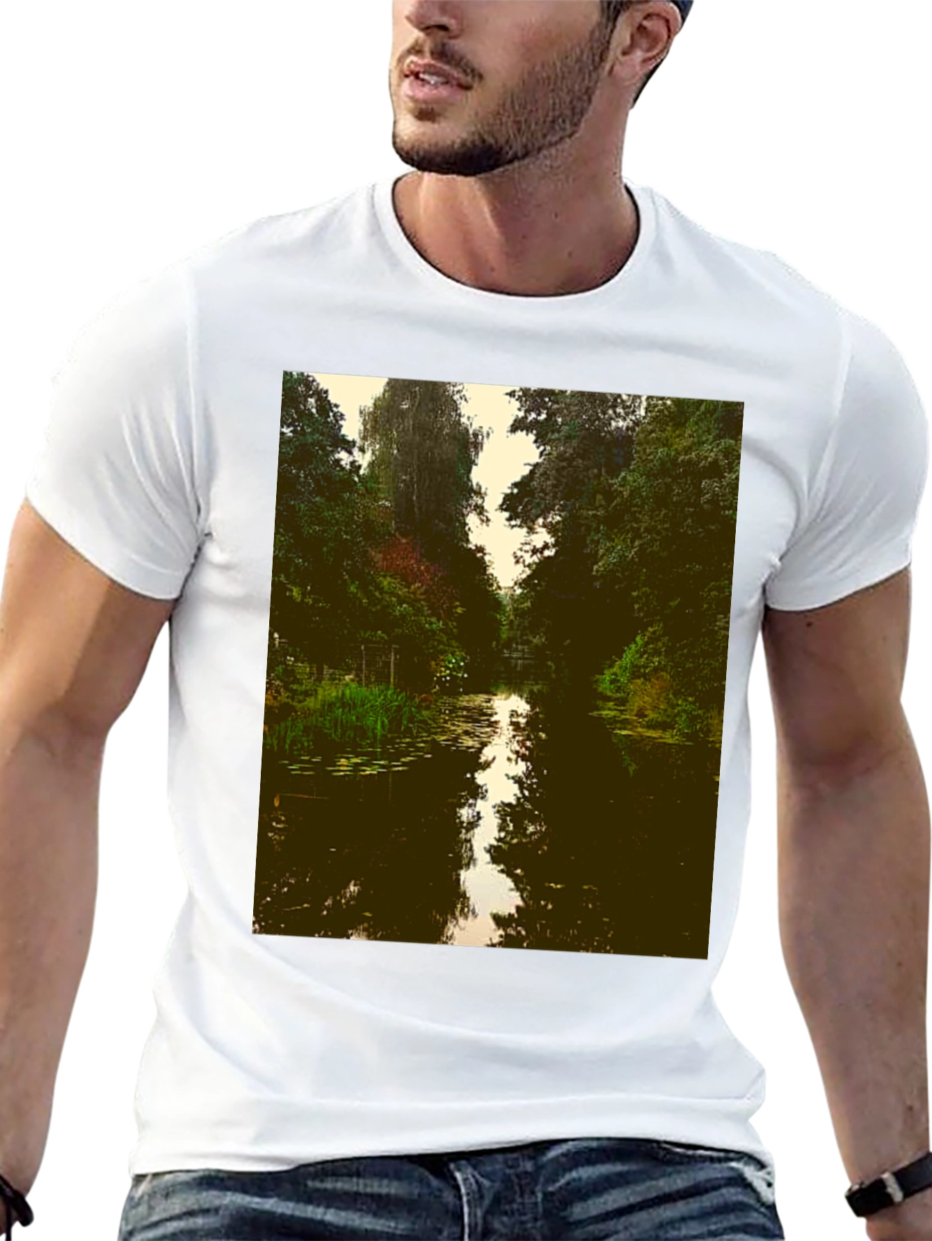 Nature River Graphic Tee - Black