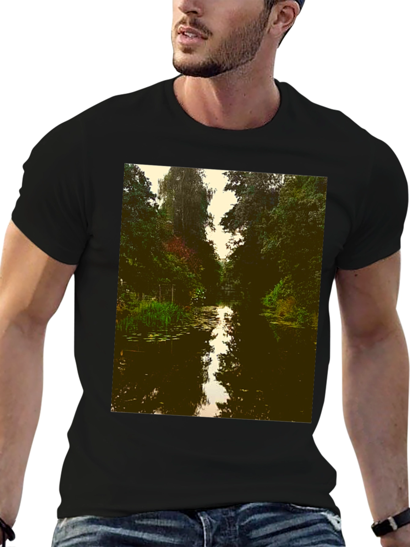 Nature River Graphic Tee - Black