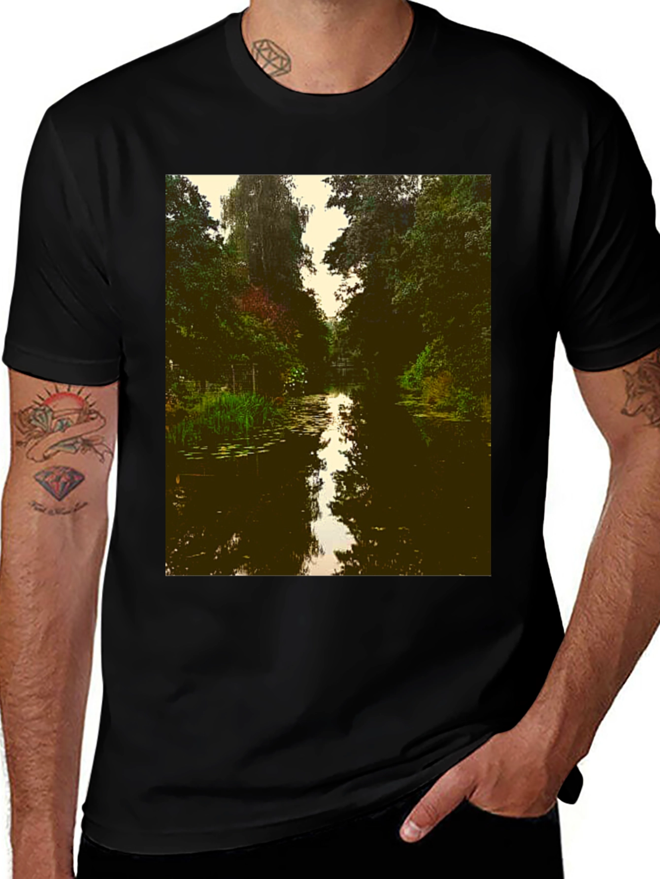 Nature River Graphic Tee - Black