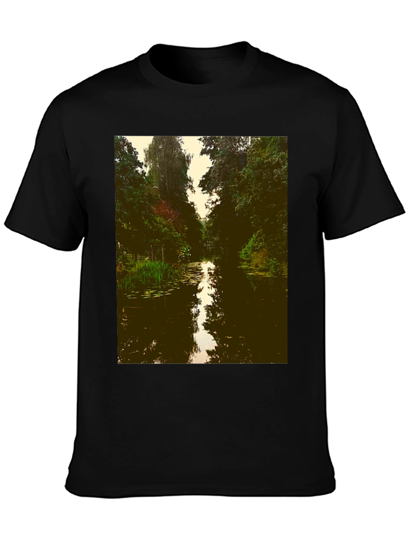Nature River Graphic Tee - Black