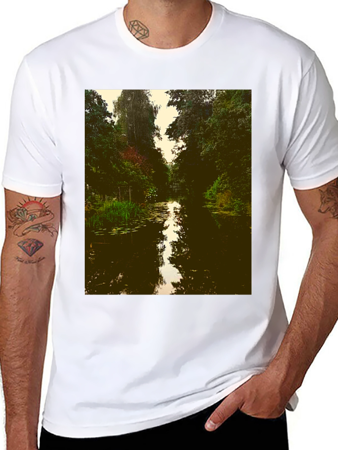 Nature River Graphic Tee - Black