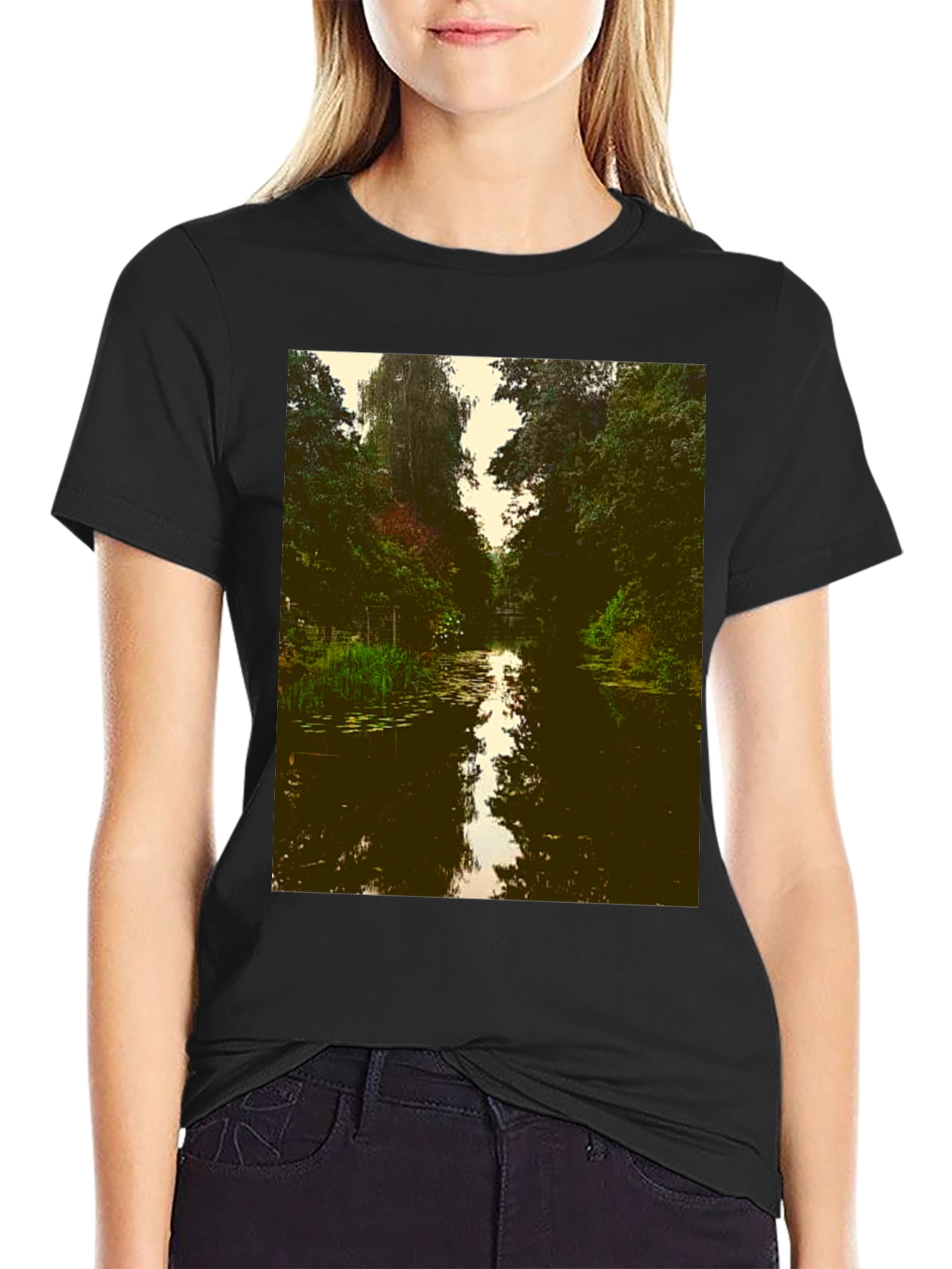 Nature River Graphic Tee - Black