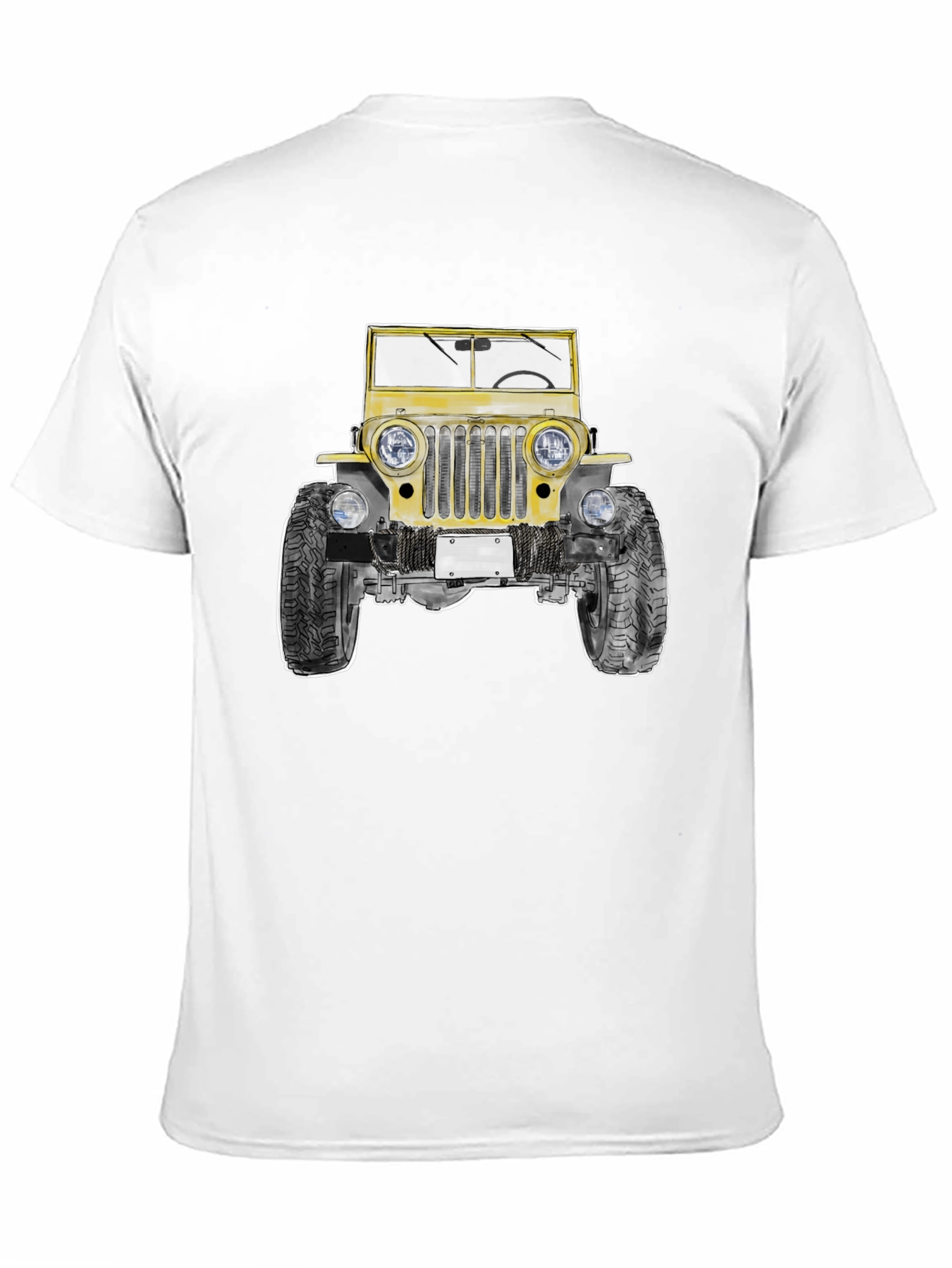 Classic Yellow Jeep Graphic Tee - Black Cotton T-Shirt