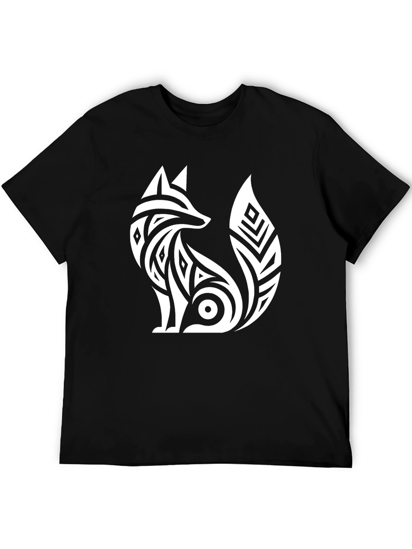Tribal Fox Graphic T-Shirt - Black