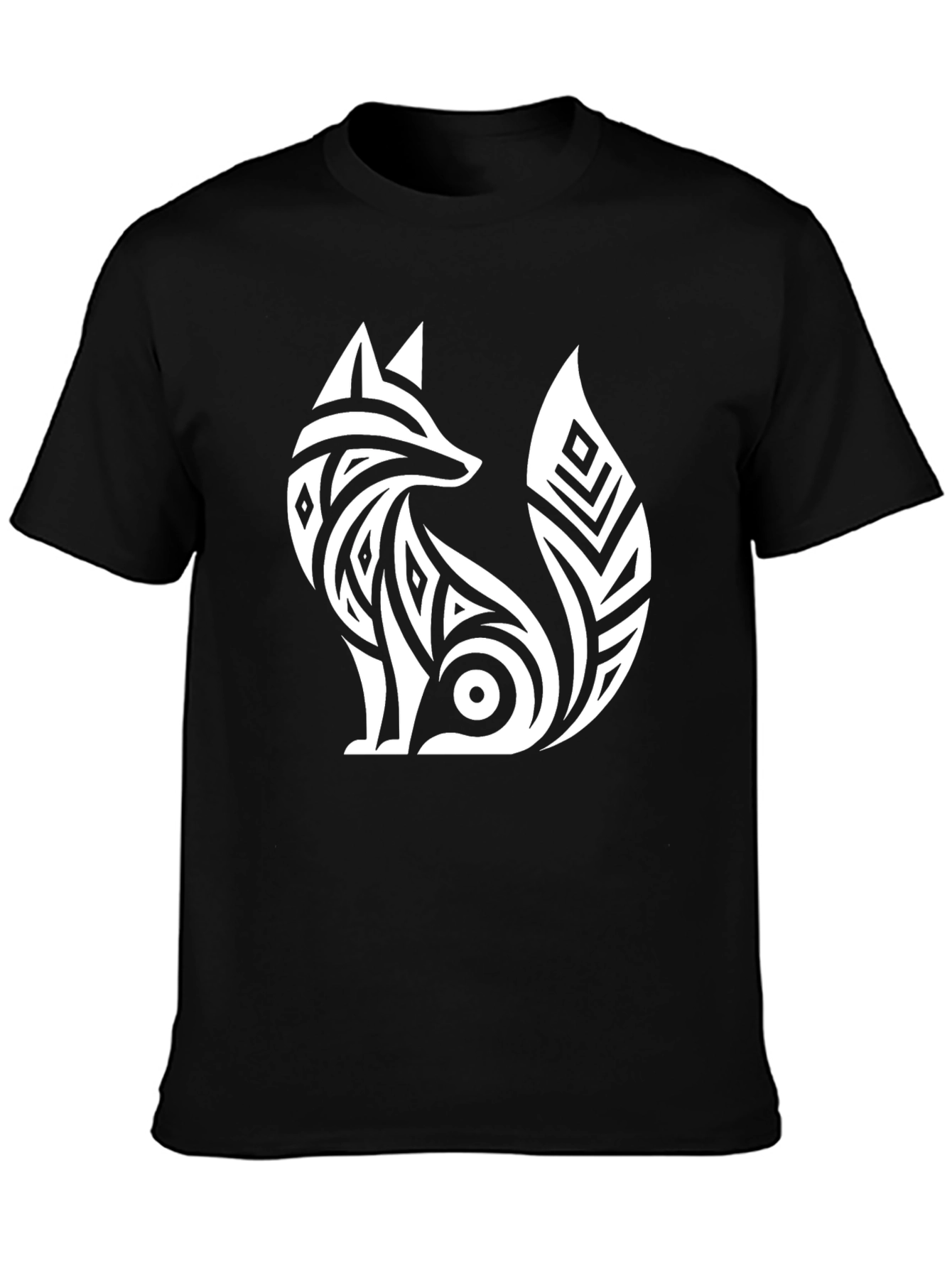 Tribal Fox Graphic T-Shirt - Black
