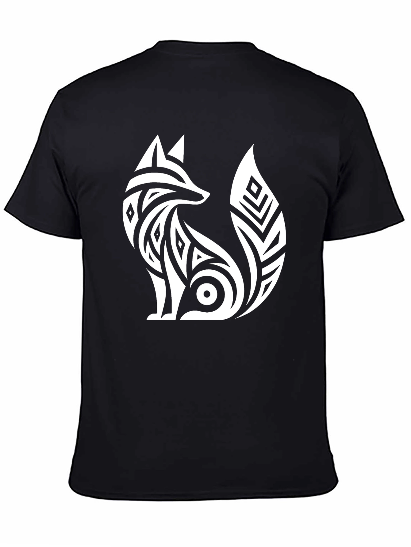 Tribal Fox Graphic T-Shirt - Black
