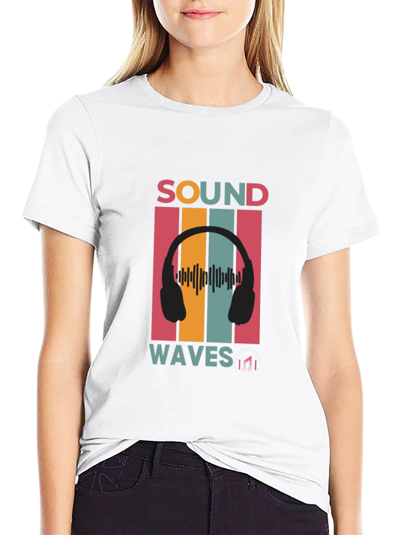 Sound Waves Music Graphic Black T-Shirt