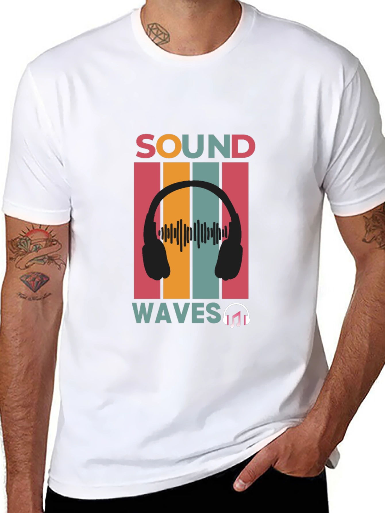 Sound Waves Music Graphic Black T-Shirt