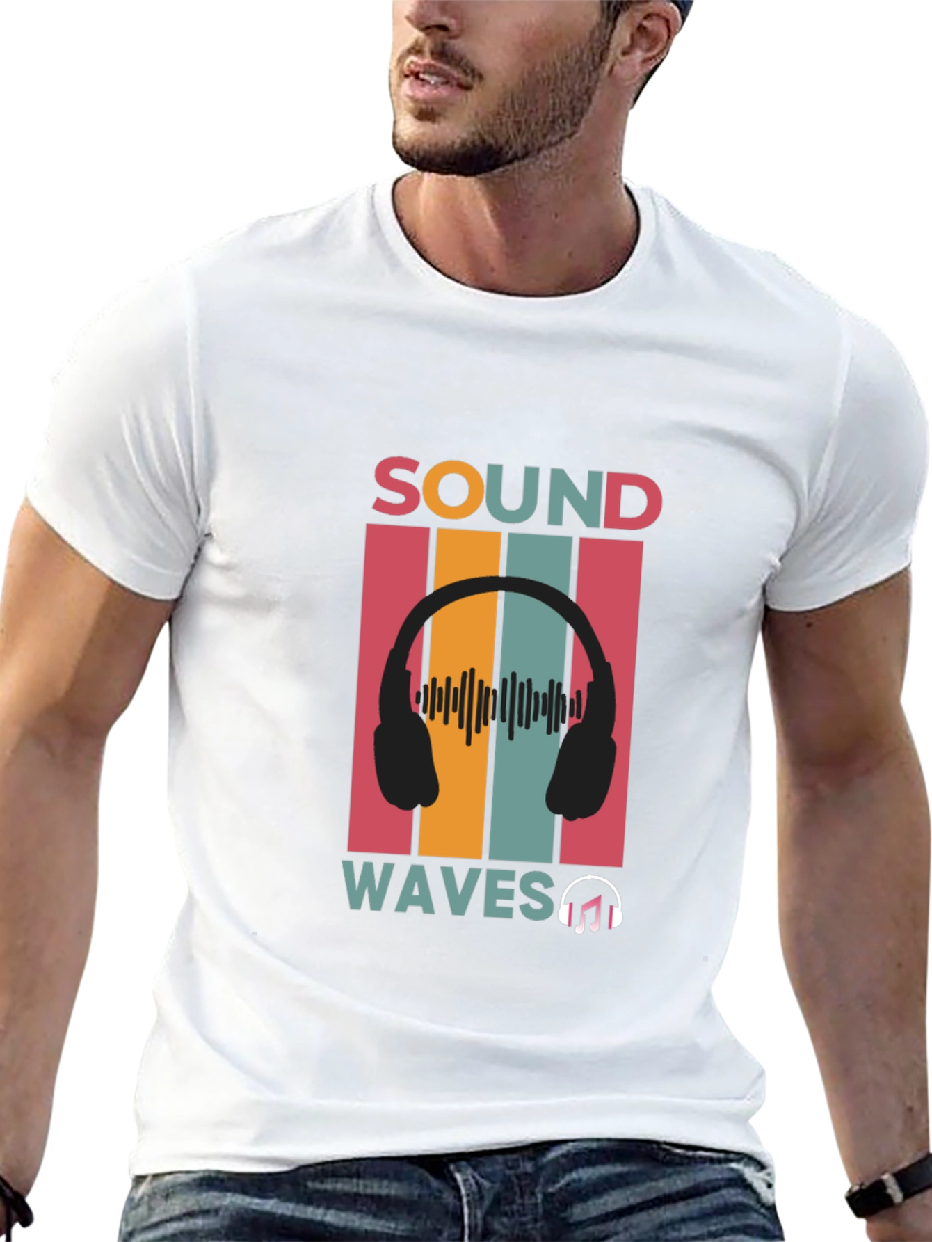 Sound Waves Music Graphic Black T-Shirt