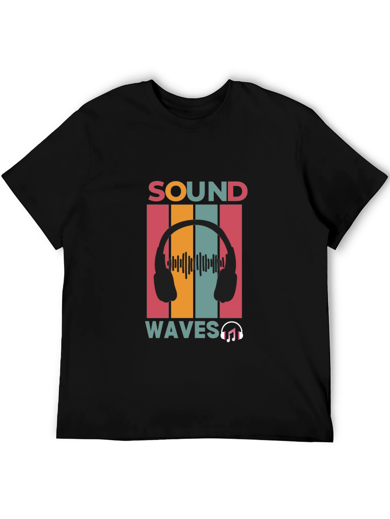 Sound Waves Music Graphic Black T-Shirt