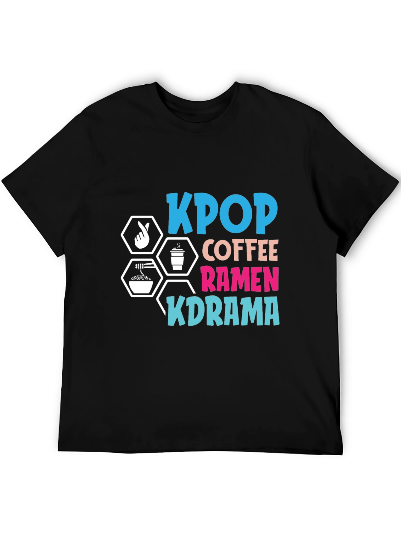 KPOP Coffee Ramen KDRAMA Black T-Shirt