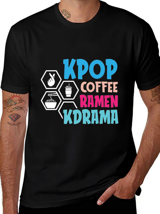 KPOP Coffee Ramen KDRAMA Black T-Shirt