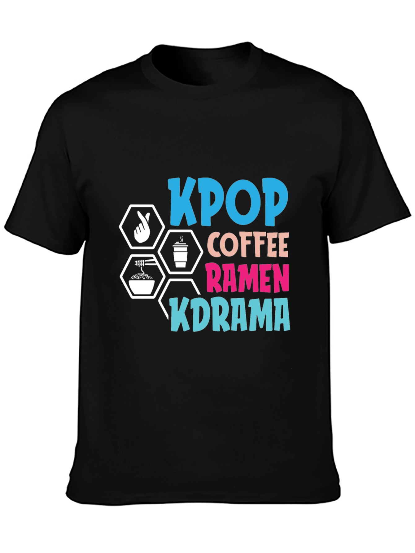 KPOP Coffee Ramen KDRAMA Black T-Shirt