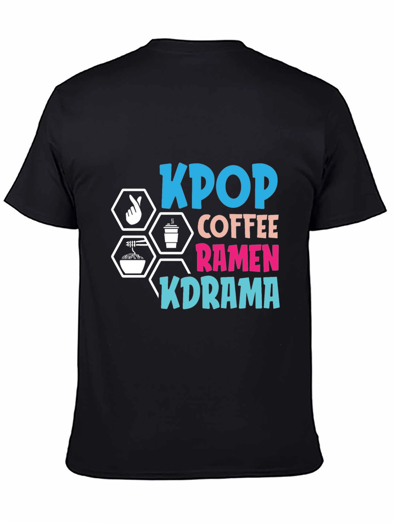 KPOP Coffee Ramen KDRAMA Black T-Shirt