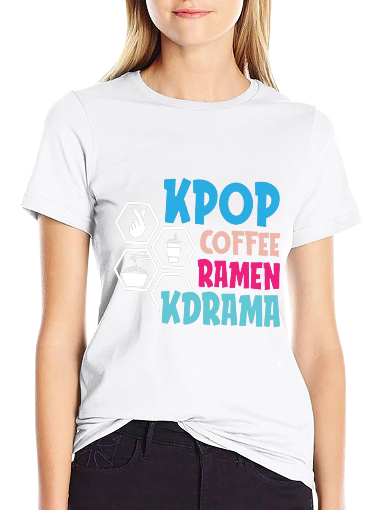 KPOP Coffee Ramen KDRAMA Black T-Shirt