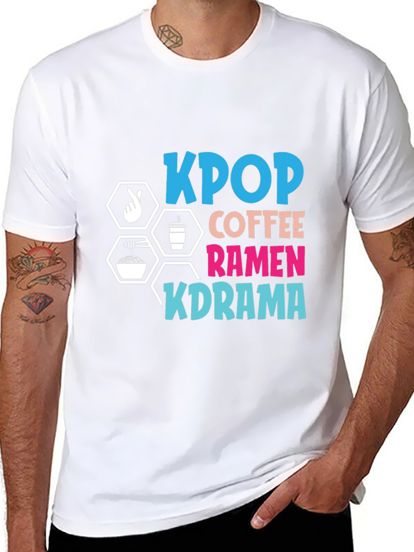 KPOP Coffee Ramen KDRAMA Black T-Shirt