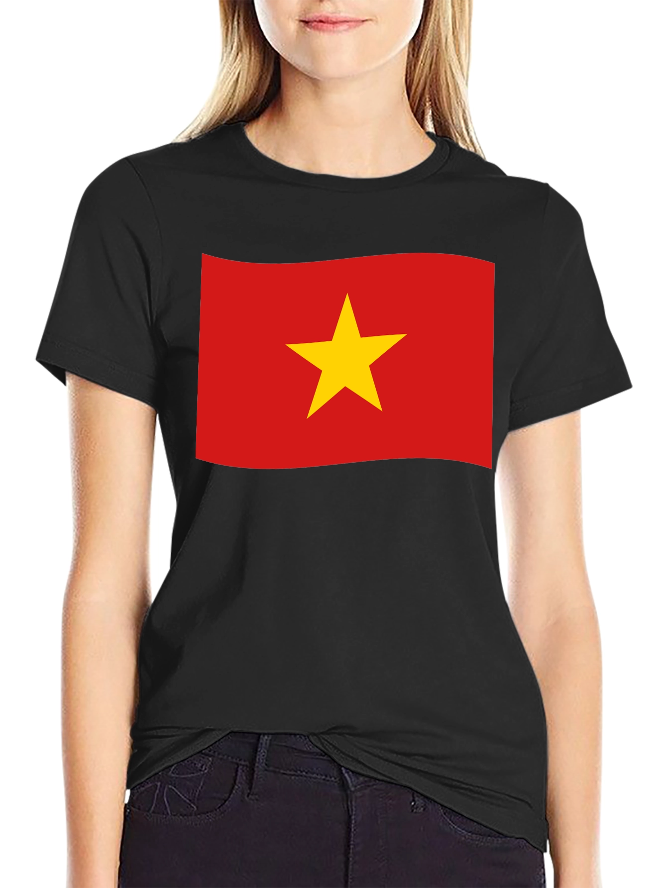 Vietnam Flag T-Shirt - Black Crew Neck Tee