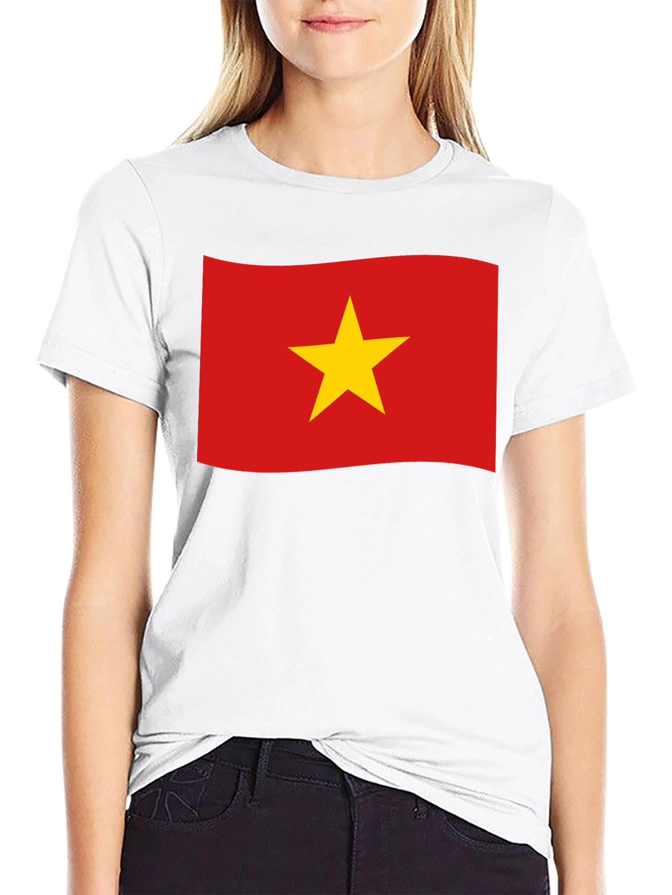 Vietnam Flag T-Shirt - Black Crew Neck Tee