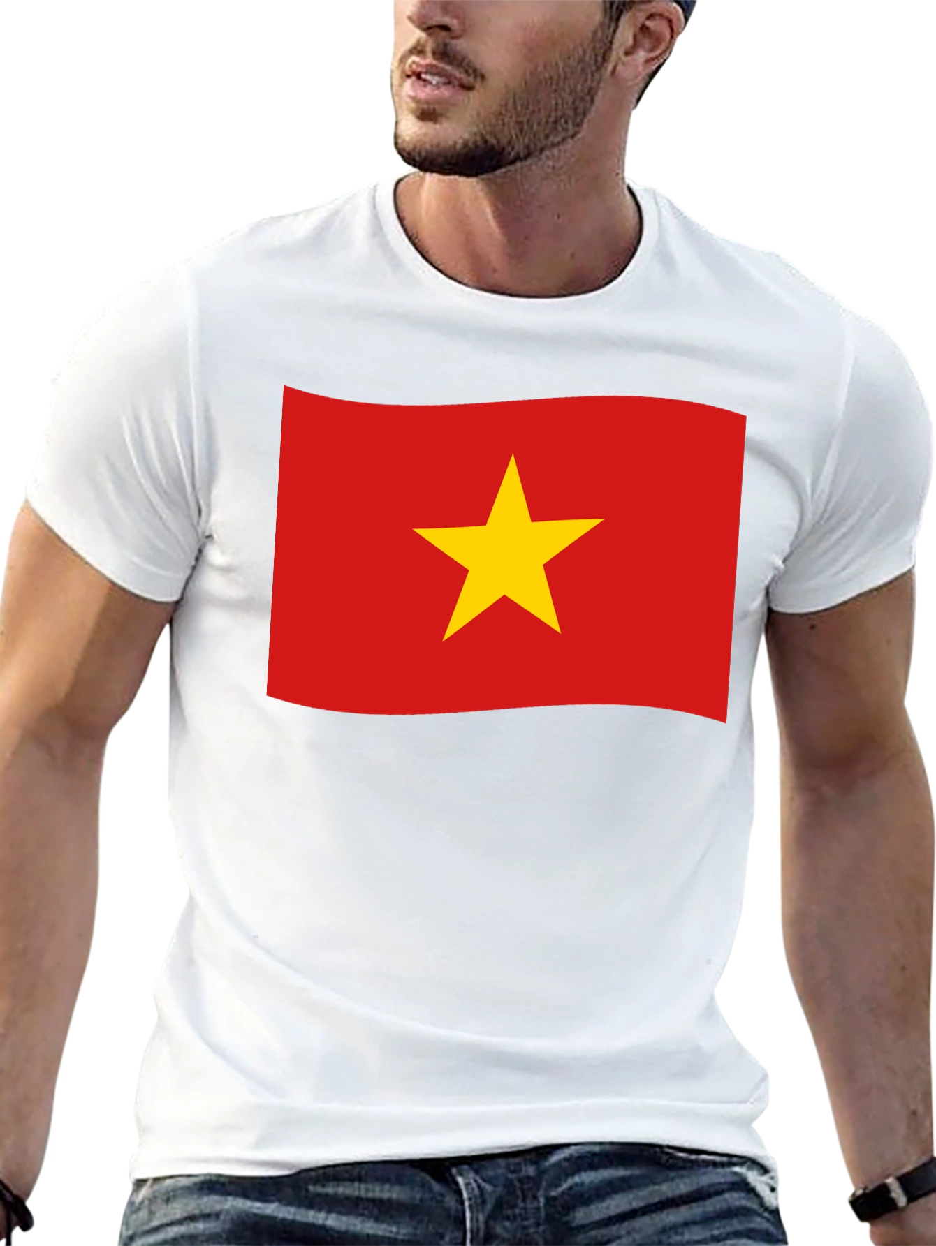 Vietnam Flag T-Shirt - Black Crew Neck Tee