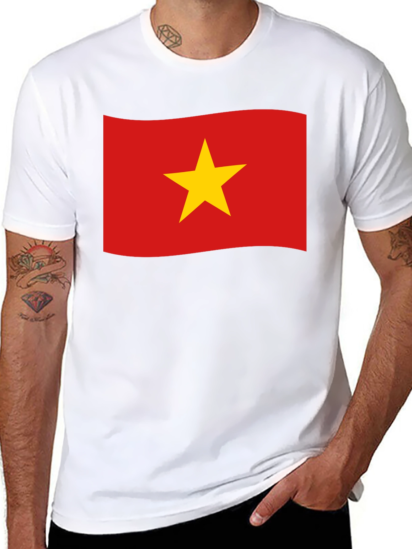 Vietnam Flag T-Shirt - Black Crew Neck Tee