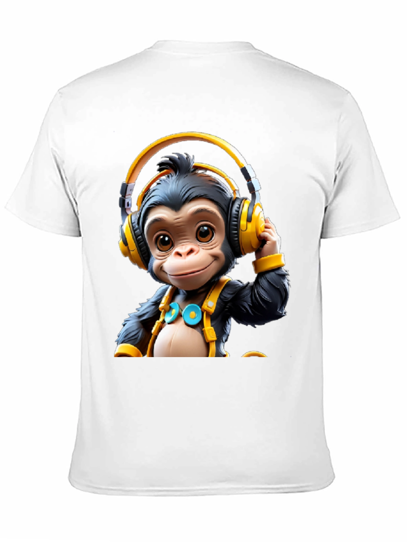 Monkey DJ Graphic Tee - Black Cotton T-Shirt