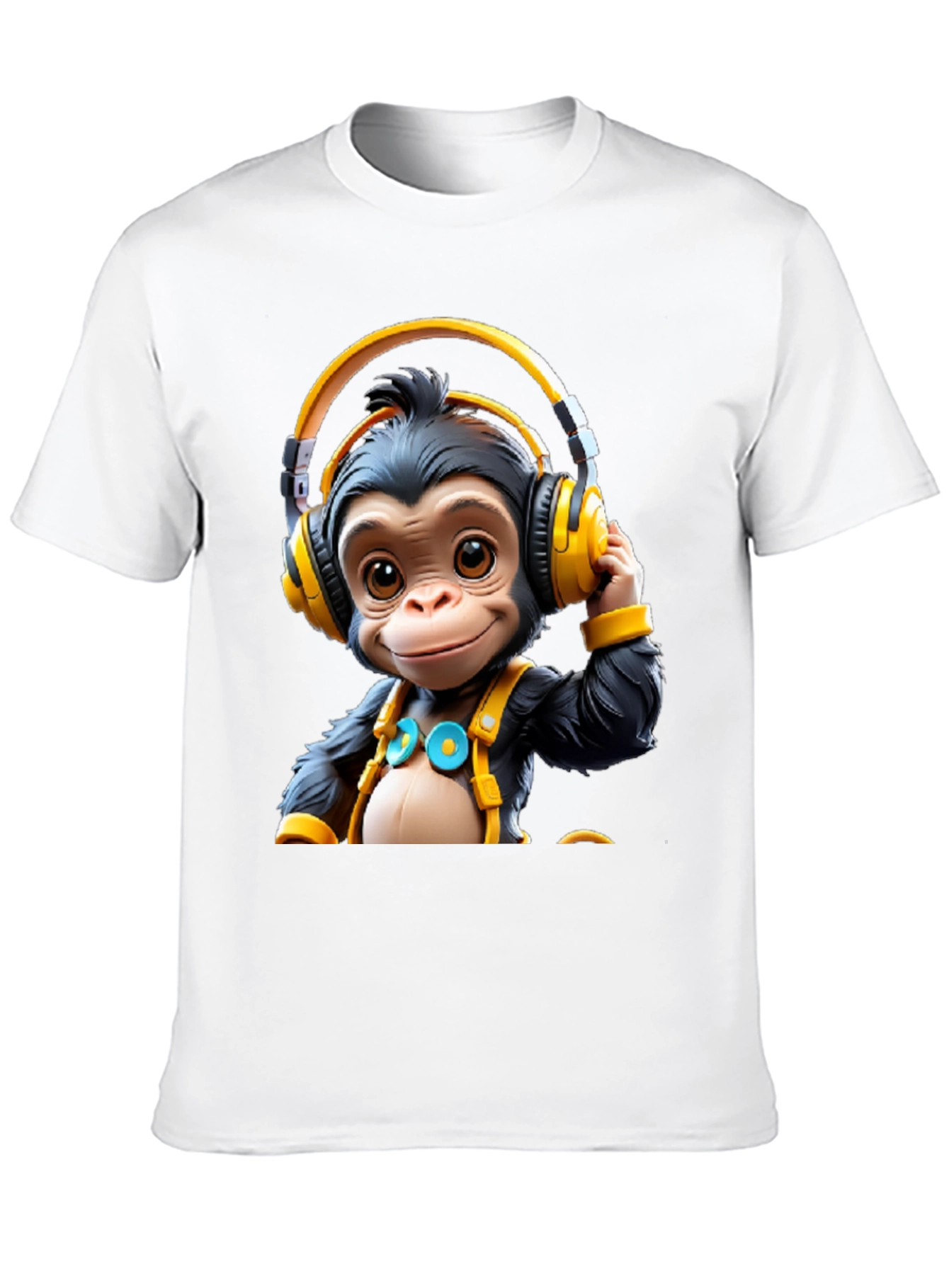 Monkey DJ Graphic Tee - Black Cotton T-Shirt