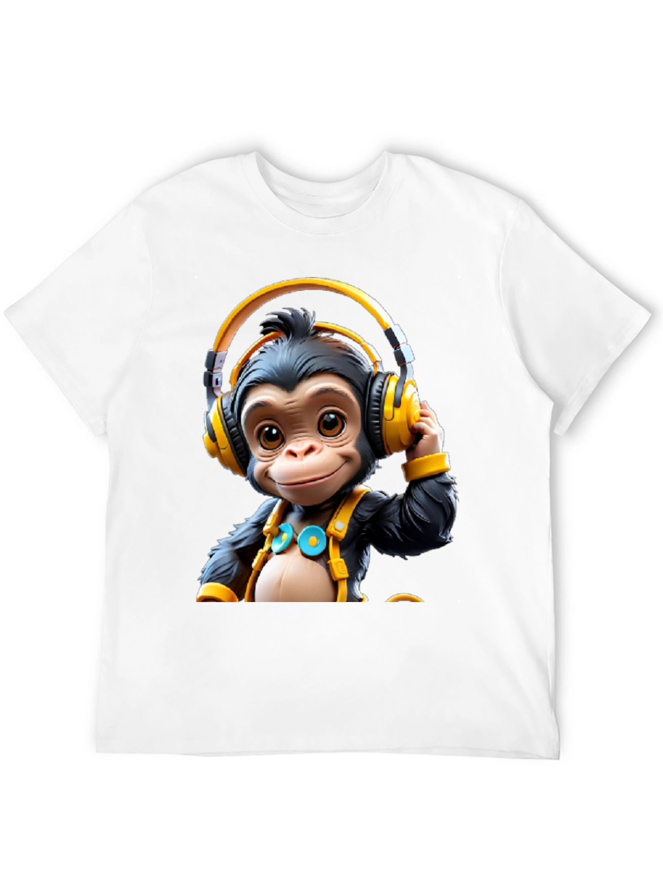 Monkey DJ Graphic Tee - Black Cotton T-Shirt