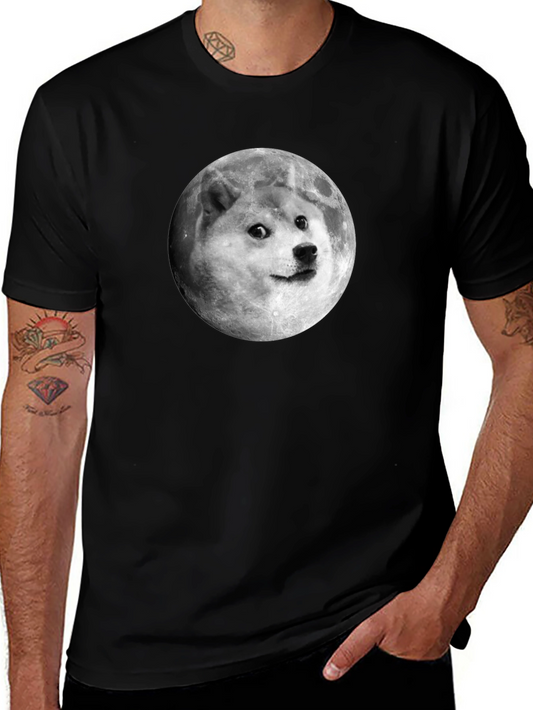 Doge to the Moon T-Shirt - Black Cotton Crew Neck Tee