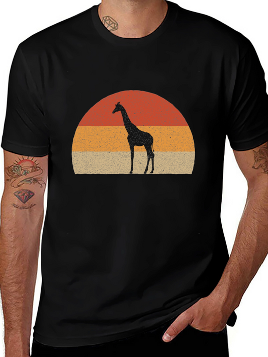 Giraffe Sunset Graphic Tee - Retro Style