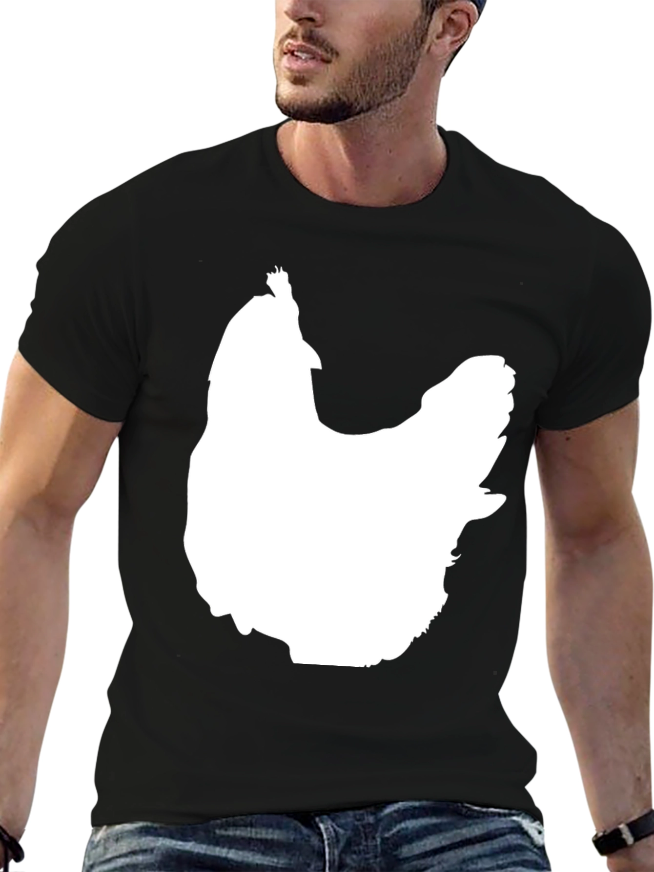 Chicken Silhouette Graphic Tee - Black