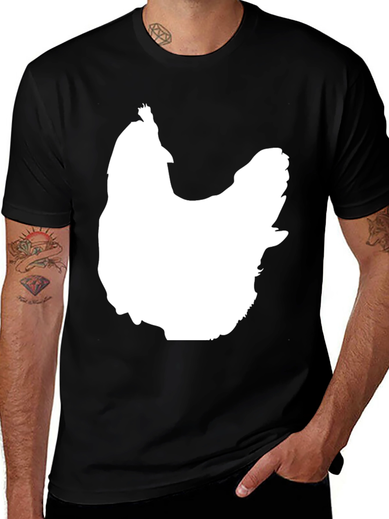 Chicken Silhouette Graphic Tee - Black