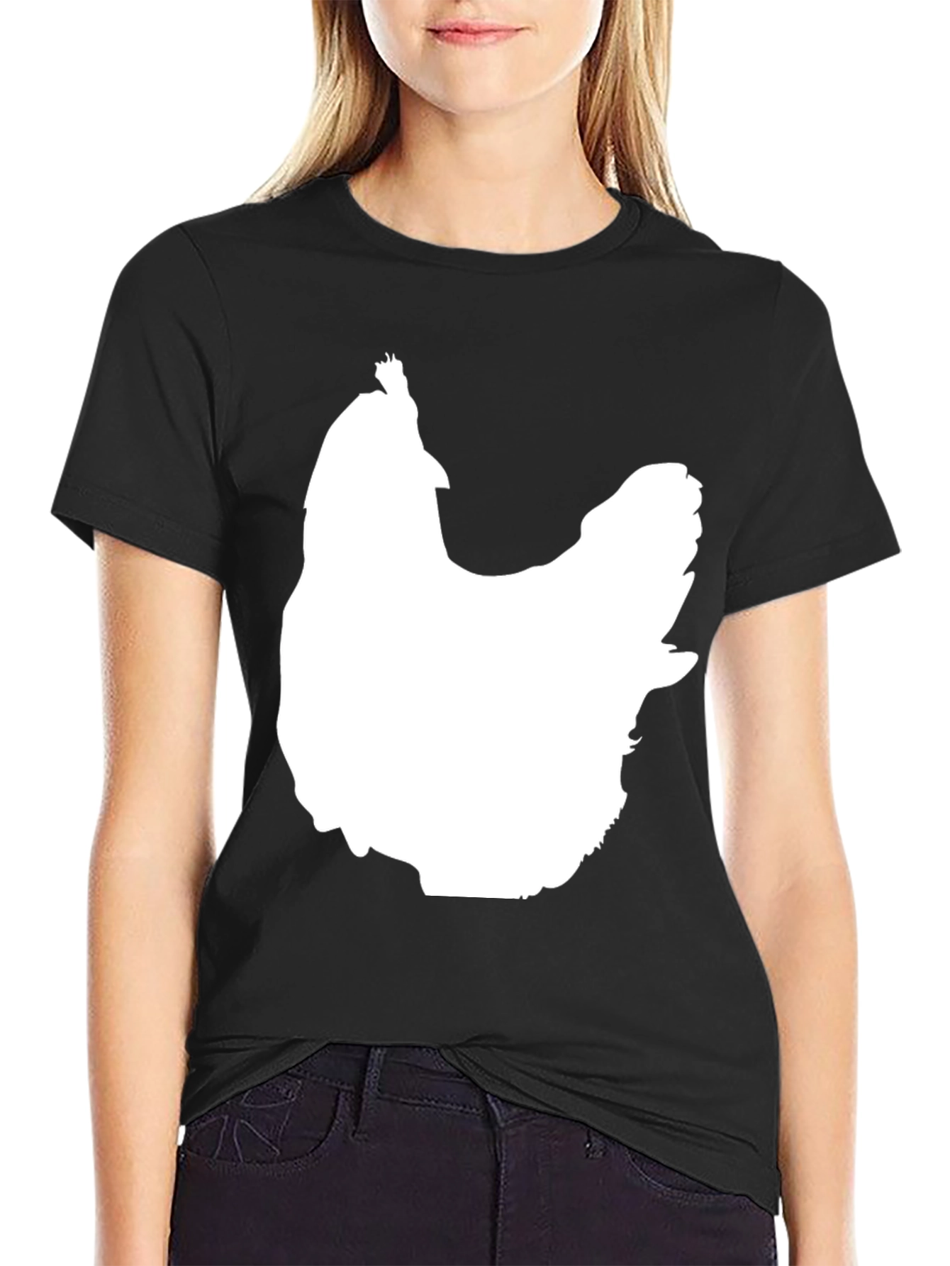 Chicken Silhouette Graphic Tee - Black