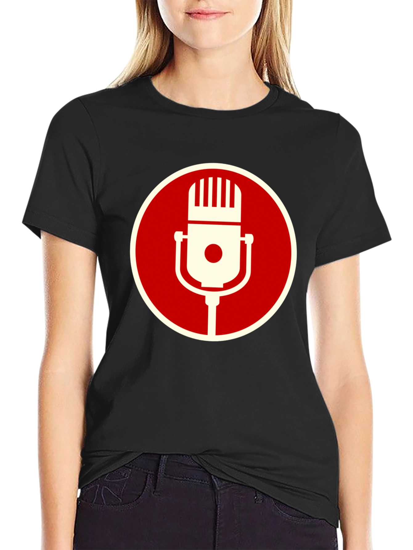 Retro Microphone Graphic Tee - Classic Vocal Style