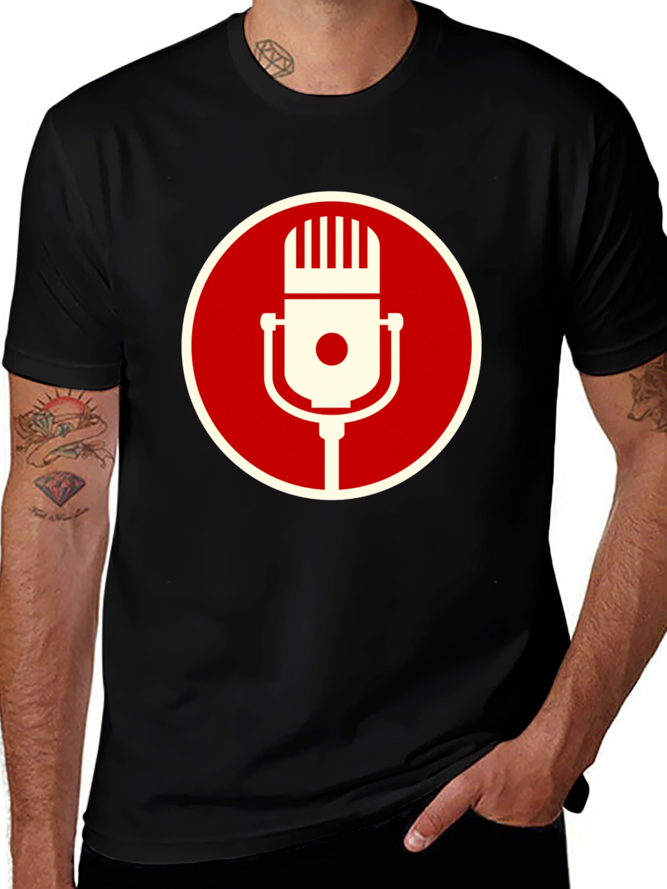 Retro Microphone Graphic Tee - Classic Vocal Style