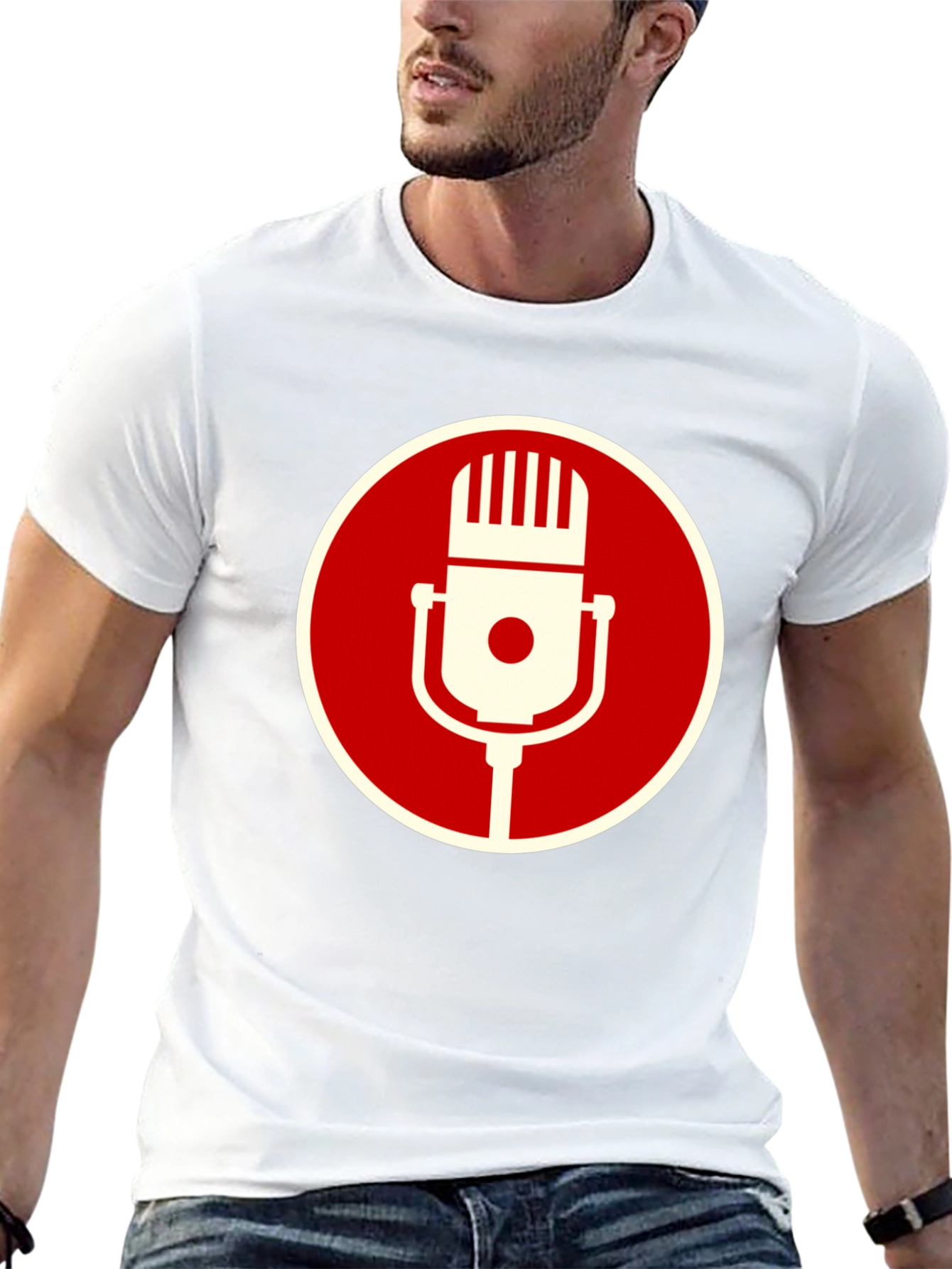 Retro Microphone Graphic Tee - Classic Vocal Style