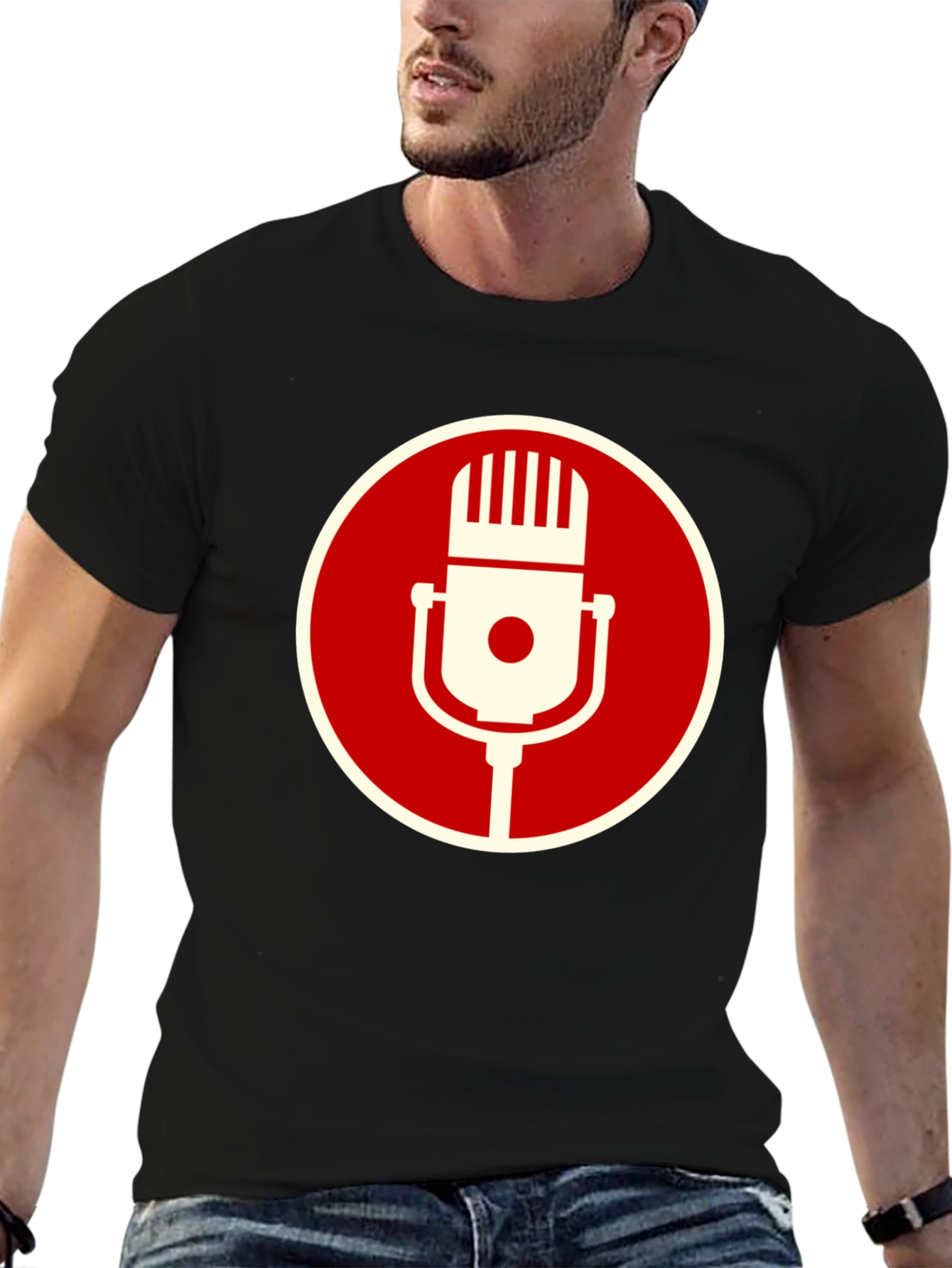 Retro Microphone Graphic Tee - Classic Vocal Style