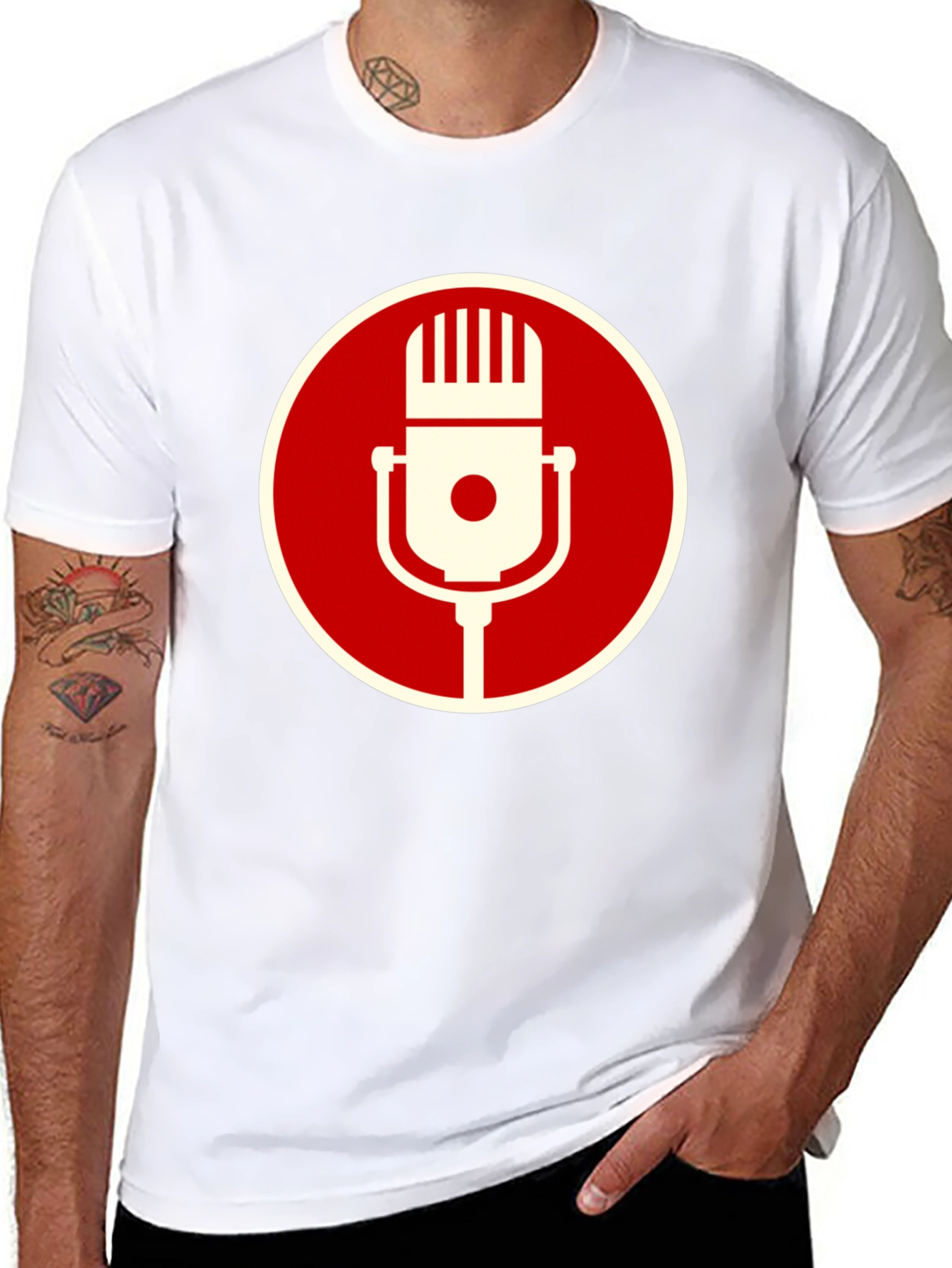 Retro Microphone Graphic Tee - Classic Vocal Style